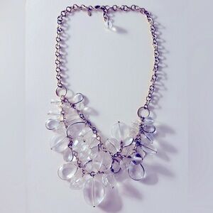 Necklace chunky Acrylic crystals of different shapes, gold 2-strand, 23” longest